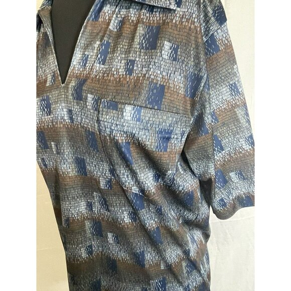 Vintage Jaccar of California Geometric Print Polo Shirt Large 70s Disco Vibe - Picture 9 of 10